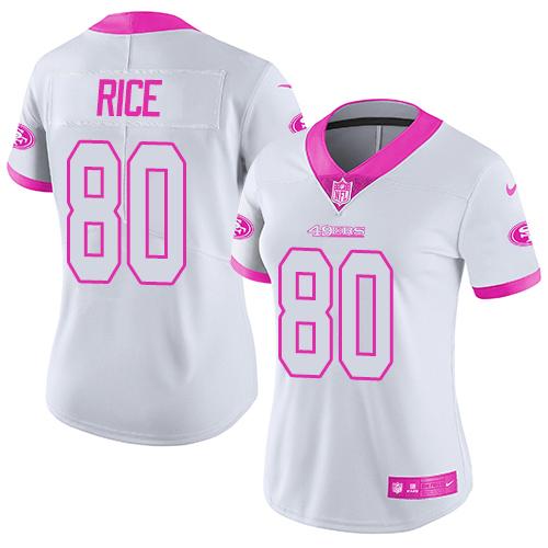 Toddlers San Francisco 49ers #80 Jerry Rice White/Pink Limited Rush Fashion Stitched Jersey Toddlers San Francisco 49ers #80 Jerry Rice White/Pink Limited Rush Fashion Stitched Jersey